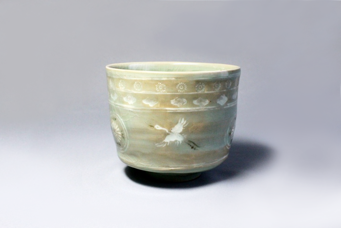 高麗青瓷雲鶴茶碗
